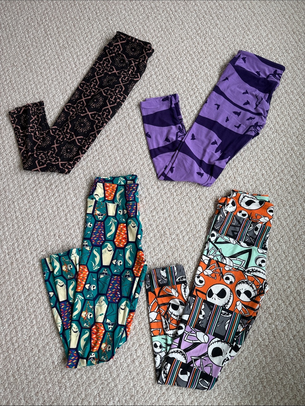 LuLaRoe Halloween Mix (Lot of 4) Patterned Leggings - Purple, Orange, Black